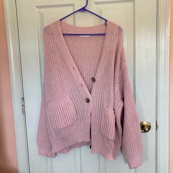 💗 ROMWE Pink Chunky Knit Cardigan | Size S - Picture 1 of 3